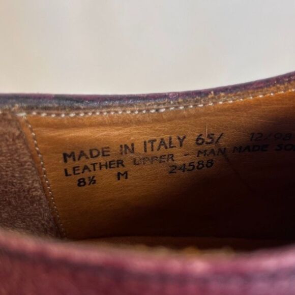 Bostonian Florentine Oxford Wingtip Brogue Dress Shoe Size 8.5 Made in Italy - Picture 11 of 13